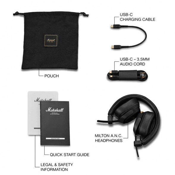 Беспроводные наушники Marshall Milton ANC, Black в Казани