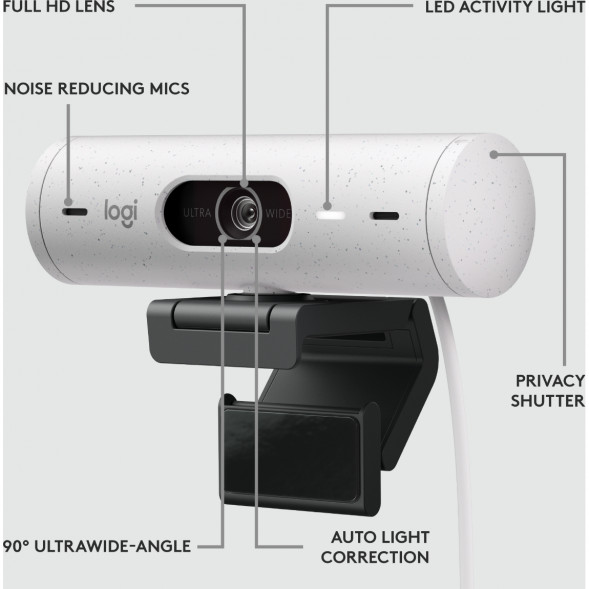 Веб-камера Logitech Brio 500, белый в Казани