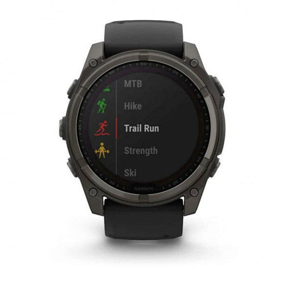 Умные часы Garmin Fenix 8, 51 мм, Solar, Sapphire Carbon Gray DLC Titanium with Black/Pebble Gray Silicone 010-02907-10 в Казани