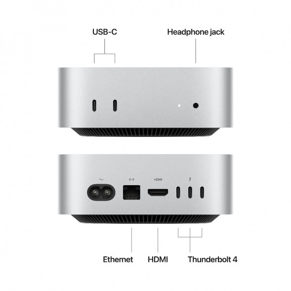 Компьютер Apple Mac mini M4 2024 (MU9D3) (10 Core GPU, 16ГБ, 256ГБ SSD, Apple, macOS), серебристый в Казани
